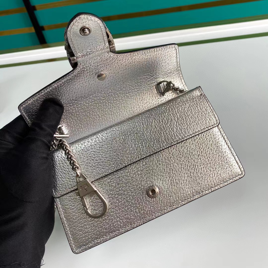 Dionysus Super Mini Aus Silbernem Laméleather Bag - Image 7