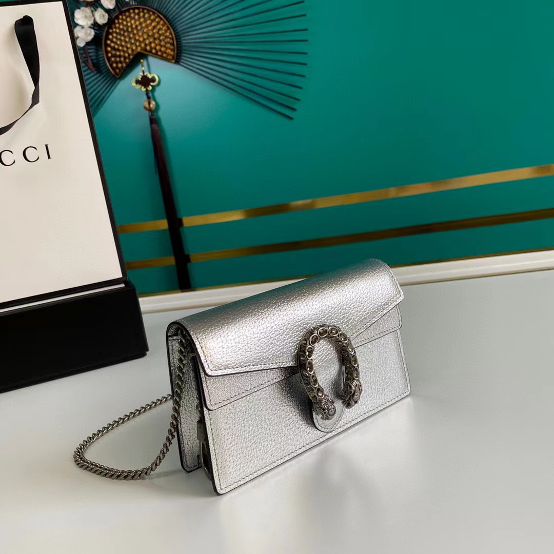 Dionysus Super Mini Aus Silbernem Laméleather Bag - Image 4